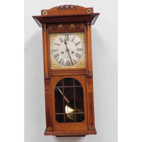 11 - Solid wood cased - wall clock with keys & pendulum