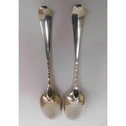 110 - Pair of Sterling silver hallmarked - Antique George II spoons - 70g total weight