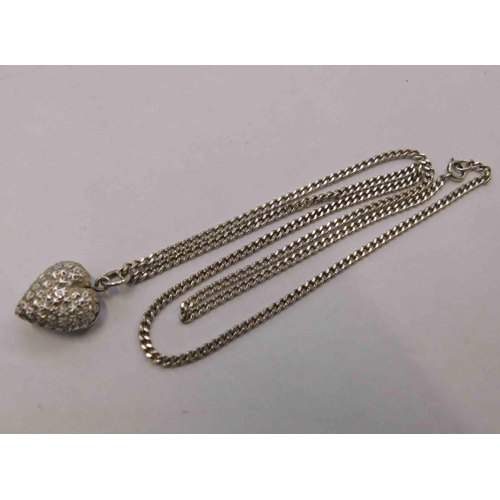 127 - 925 silver - curb chain & silver heart pendant - 18