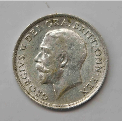 155 - Antique George V - 1915 dated - silver One Shilling coin