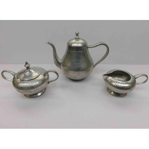 16 - Wisna - hand hammered pewter tea set