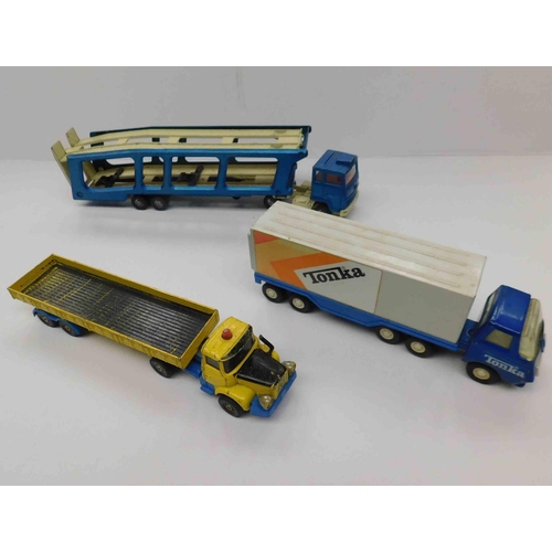 162 - Three - vintage die cast trucks - two Corgi Major & Tonka