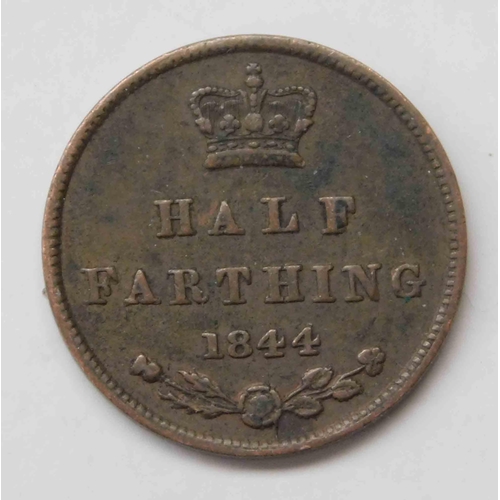 215 - Antique Victorian - 1844 dated - Half farthing coin