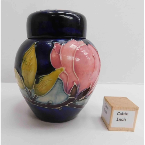 218 - Moorcroft - Magnolia on blue ginger jar