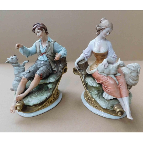 221 - Two - Capodimonte figures by B. Merli - approx. 6