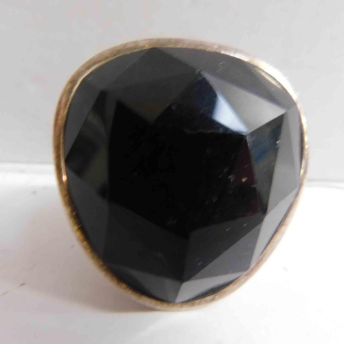 222a - Silver - ring with black stone