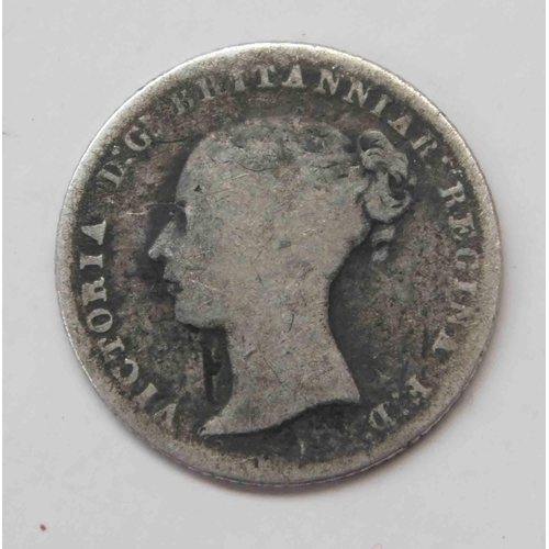 225 - Antique Victorian - 1846 dated - silver four pence coin