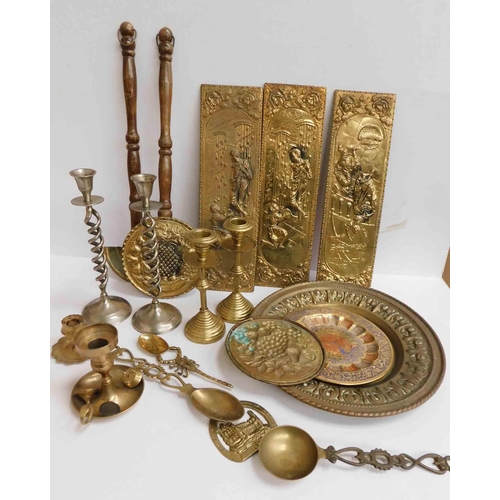 24 - Brass ware - including embossed plaques