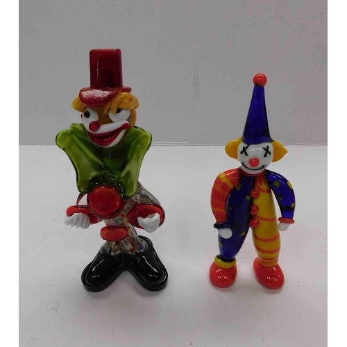 247 - Two - vintage Murano glass clowns