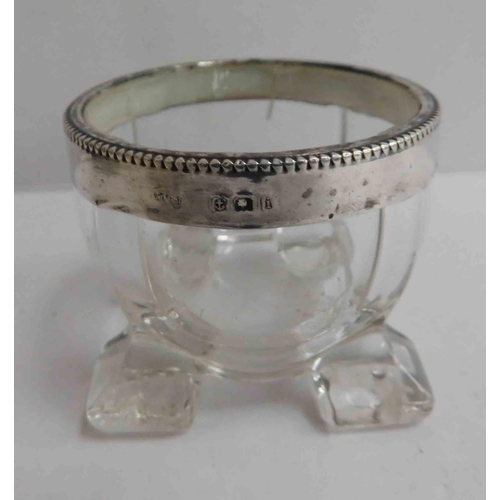 248 - Glass - salt pot with silver rim