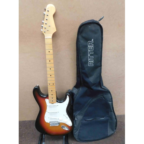 25 - Stratocaster style - electric guitar & case