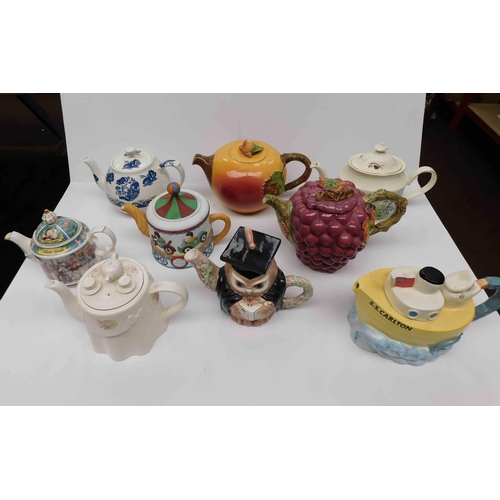 26 - Nine - Novelty teapots including - Sadler/Carlton ware & Wood & Sons