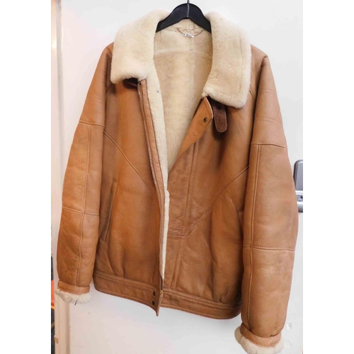 27 - Gents - leather fur lined/flying jacket - size M/L