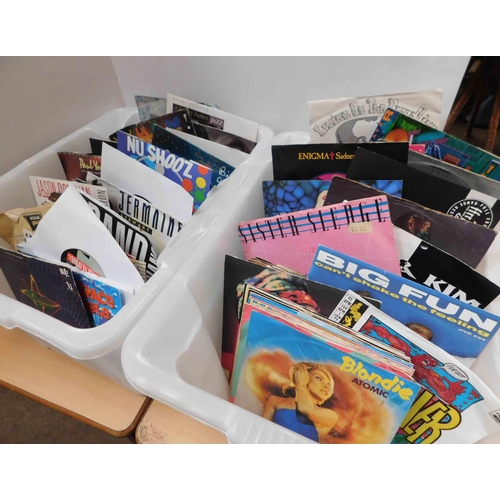 37 - Two - boxes of singles - including 1980's & 90's