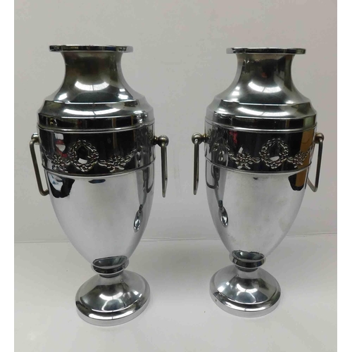 50 - Pair of Art Deco - chrome vases/makers stamp to base - 11