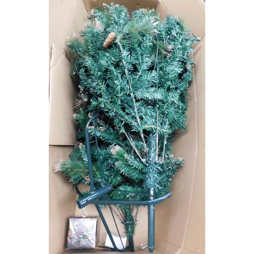 504 - Large Christmas tree with LED lights with box of decorations