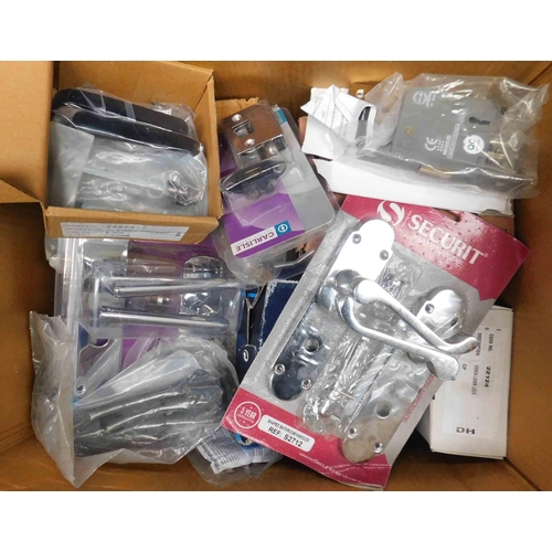 505 - Box of new door handles, latches & locks