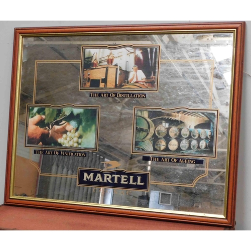 614 - Vintage Martell advertising framed mirror