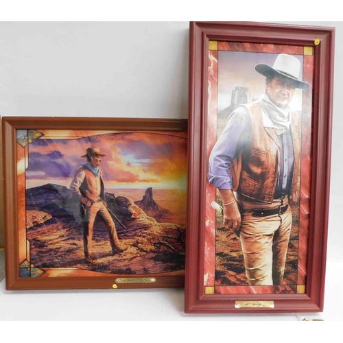 92 - Two - Bradford Exchange/John Wayne - illuminated pictures  with certificates