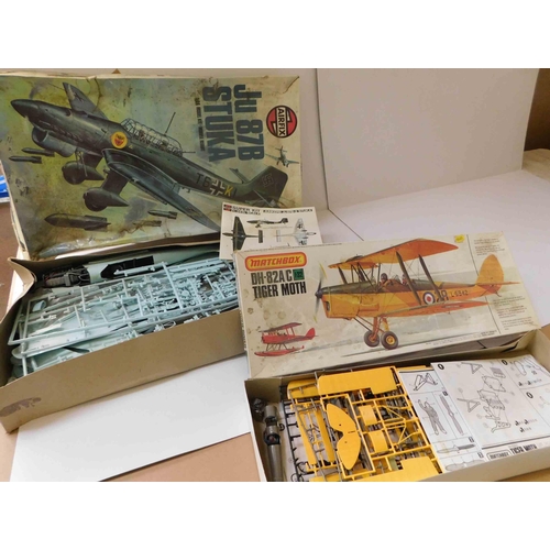 94 - Airfix - JU 87B Stuka & Matchbox DH 82A/C Tiger Moth model kits - unchecked