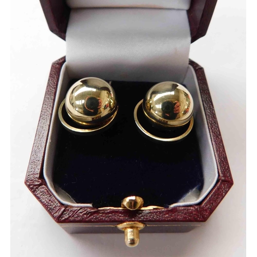 113 - Pair of 14ct gold - dome & loop earrings - total weight 10.8g