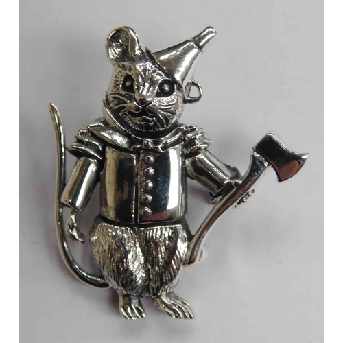 125 - Silver - mouse/tin man brooch