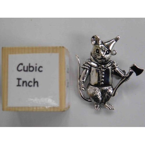 125 - Silver - mouse/tin man brooch