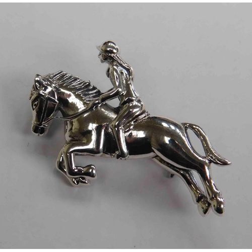 126 - Silver - horse & rider brooch