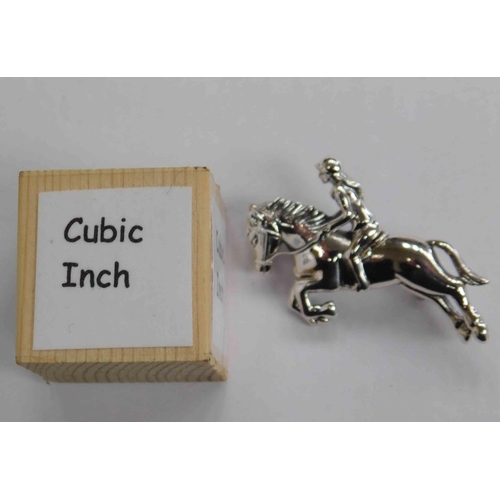 126 - Silver - horse & rider brooch