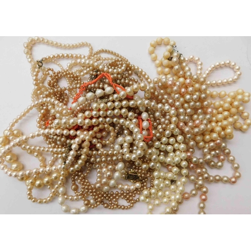 161a - Pearl & coral necklaces