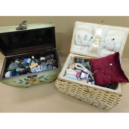 166 - Two - sewing baskets & contents