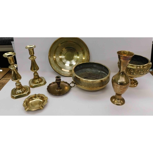 180a - Brassware including - candlesticks