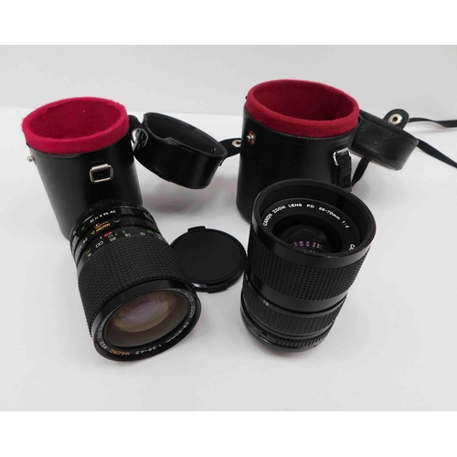 21 - Two - camera lenses/Canon FD fit 35 70 zoom - & Nikura 28 80 zoom...