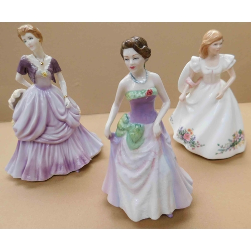 228 - Royal Doulton - Jessica & Joanne - & Royal Worcester Josephine figure - no damage approx. 8