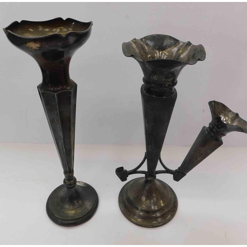 239 - Antique - silver posy vases & part epergne...