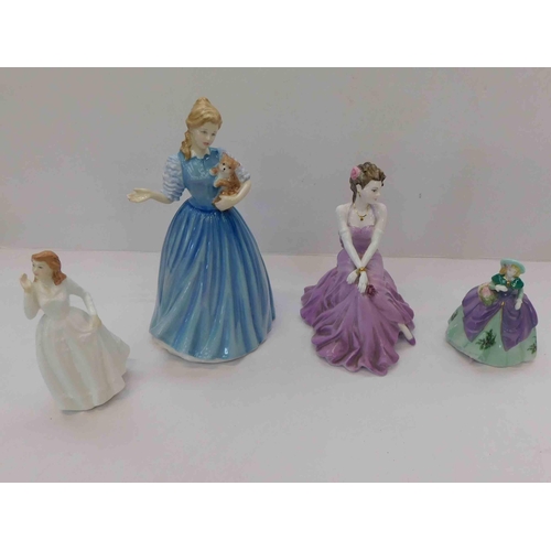 244 - Royal Doulton - Joy HN3875/Linda HN4450 & two Coalport figures...