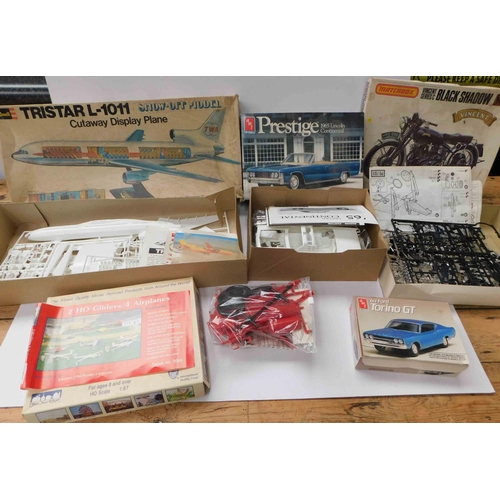 35 - Six - vintage model kits including - Matchbox Black Shadow  & 69 Torino GT-WITHDRAWN...