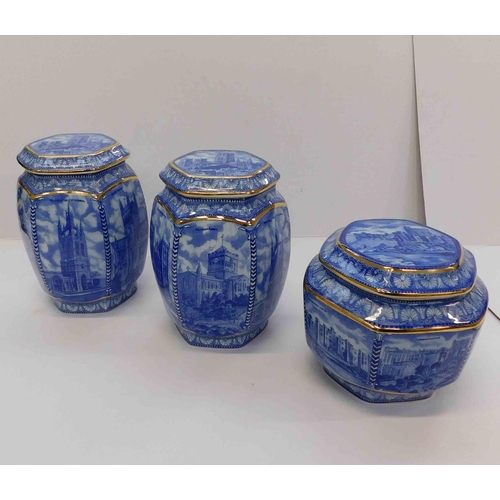 48 - Three - Ringtons lidded jars...