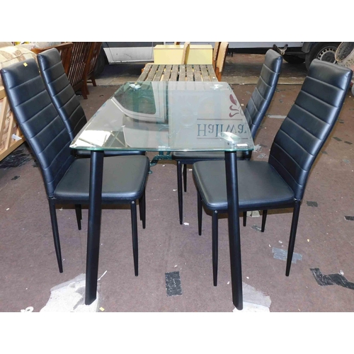 555 - Smoke glass dining table + 4 chairs...