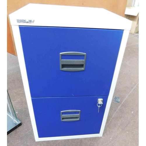 616 - Two door Bisley filing cabinet with keys