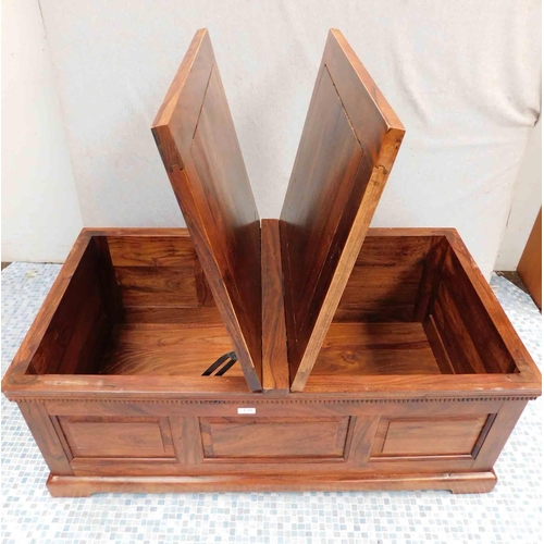 730 - Solid double hinged topped blanket box/ coffee table