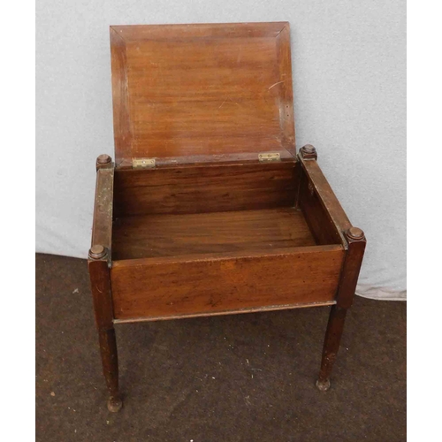 746 - Vintage mahogany piano stool with hinged seat