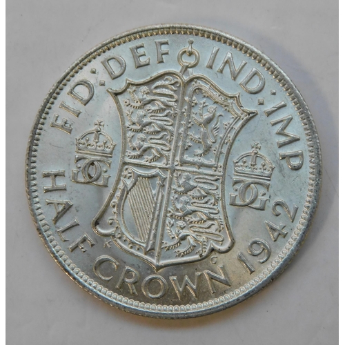 136 - 1942 dated - George VI - Half Crown Coin