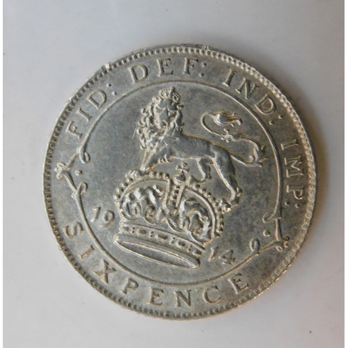 141 - 1914 dated - George V - Six Pence coin