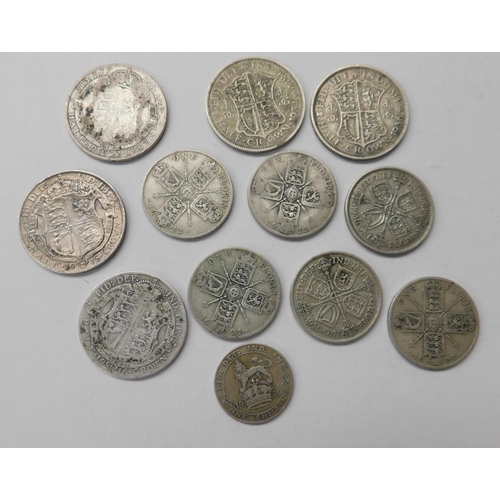 142 - George V era coins - including Half Crowns & Florins