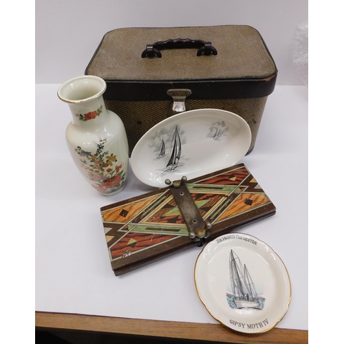 198 - Vanity case - tie press/pin dishes & Japanese vase