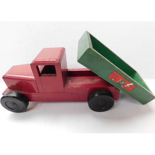 21 - Vintage - Chad Valley wooden tipper truck...