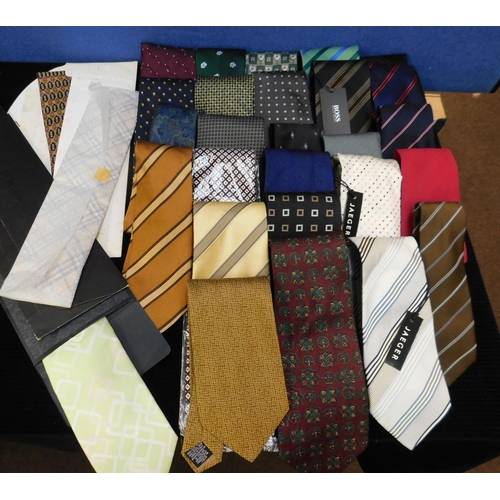 544 - Selection of named silk ties incl. Boss, Polo, Blueberry etc. - some vintage, boxes etc....