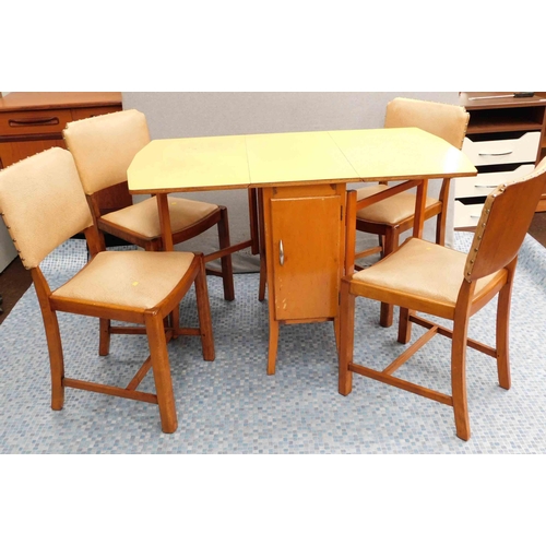 558 - Mid-century Formica topped drop leaf table and 4 chairs