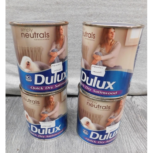 574A - 5x 750ml Tins of Dulux quick dry satin wood paint - mellow mocha